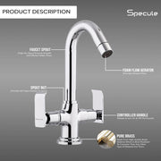 Lyric Center Hole Wash Basin Mixer Tap with Swivel Spout - by Specule